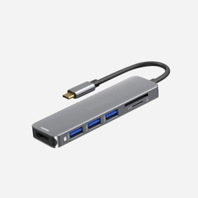 Adaptador Hub 6 En 1 Tipo C A 1 HDMI USB Lector SD RJ45