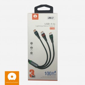 Cable 3 en 1 V8, Tipo C, Lightning WUW