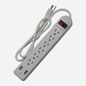 Regleta 6 Salidas y 2 USB 2A Blanca