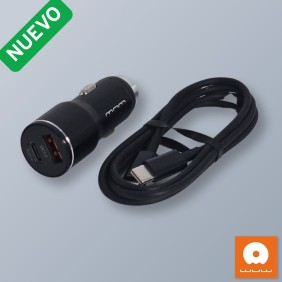 Set Cargador Carro 2 Salidas USB Tipo C Y Cable Tipo C T76 WUW