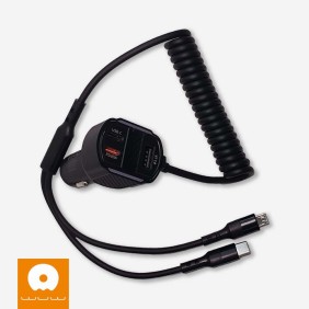 Cargador Carro 1 USB, 1 Tipo C 30W Y Cable Tipo C V8 WUW