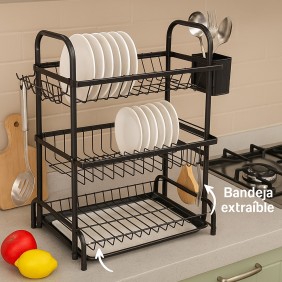 Escurridor Metal Para Vajillas 3 Niveles