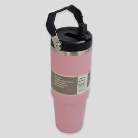 Vaso Termo Acero Tapa Rosado 890ml