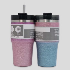 Vaso Termo Acero Pajilla Escarcha 590ml