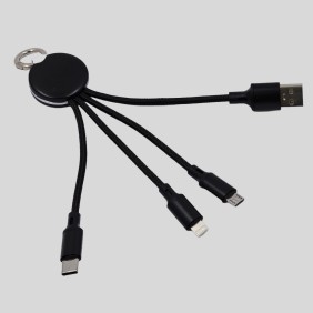 Cable Llavero 3 En 1 USB A Tipo C V8 Lightning