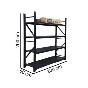Estante Negro 4 Niveles 200 KG 200*200*60 cm