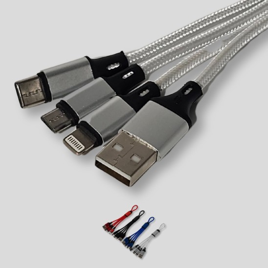 Cable Llavero 4 En 1 USB V8 Tipo C Lighting