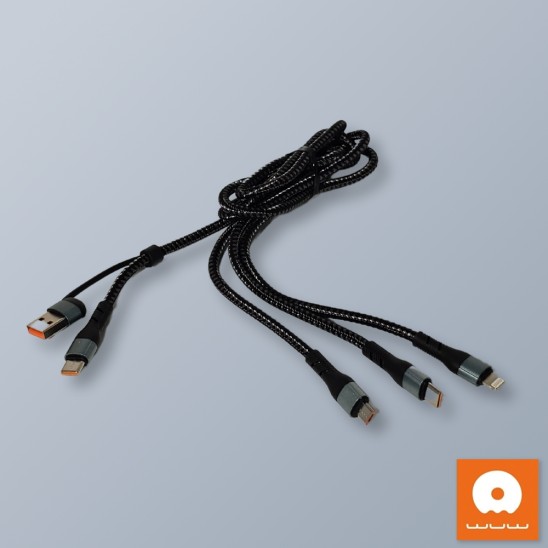 Cable 5 En 1 Tipo C Y USB A V8 Tipo C Y Lightning 60W 1.2M X231 WUW