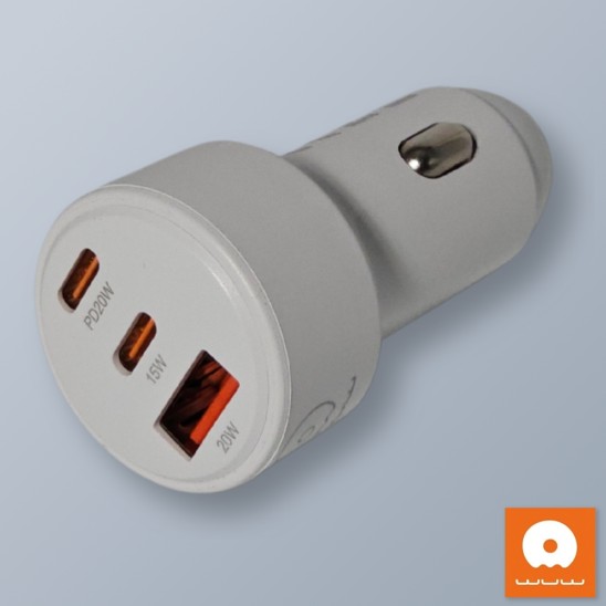 Cargador Carro 3 Salidas Tipo C PD20W 15W Y USB 20W C244 WUW