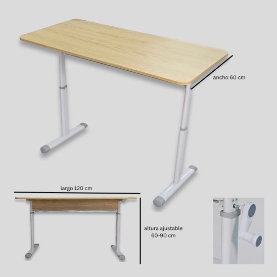 Escritorio Ajustable Manual 60x120cm Madera
