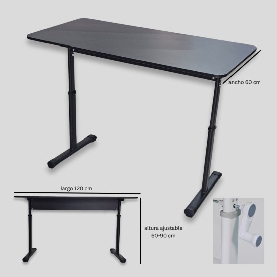 Escritorio Ajustable Manual 60x120cm Negro