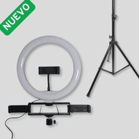Aro Luz Vlog 25cm Triple Soporte Con Tripode 70-210cm