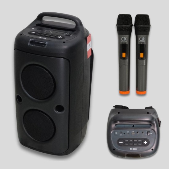 Bocina Bluetooth 2 Mic Mochila RGB OK-2666